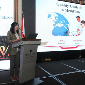 Presentation entitled “Quality control in MediClub” made at conference by Head of Laboratory Sevinj Gasimova